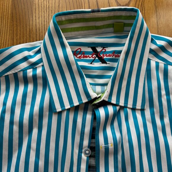 Robert Graham blue striped button down size XL - Picture 1 of 9